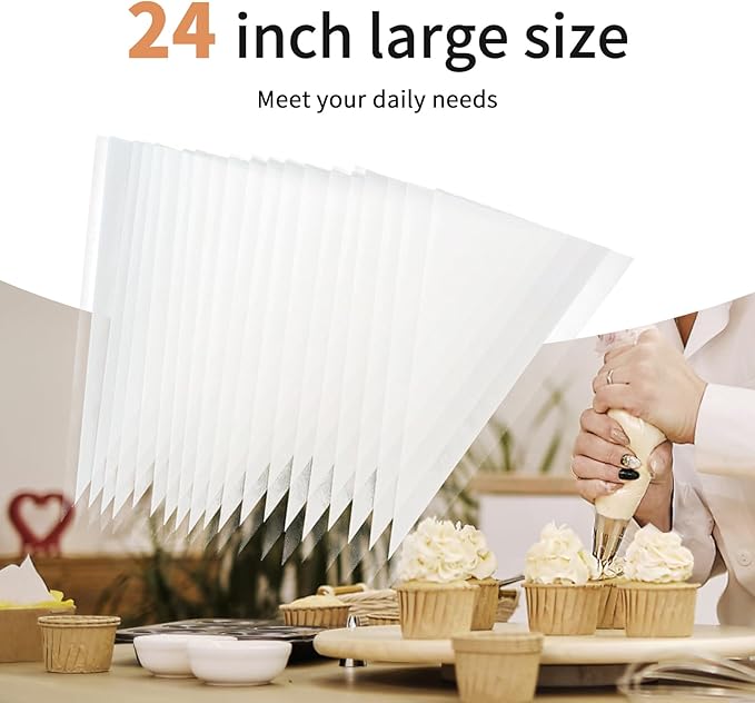 24 Inch Piping Bags Disposable,Thickened 50pcs Large Piping Bags,Anti Burst Extra Large Piping Bags,Food Grade Cake Piping Bags,Tipless Piping Bags for Cake Cupcakes Cookies Frosting