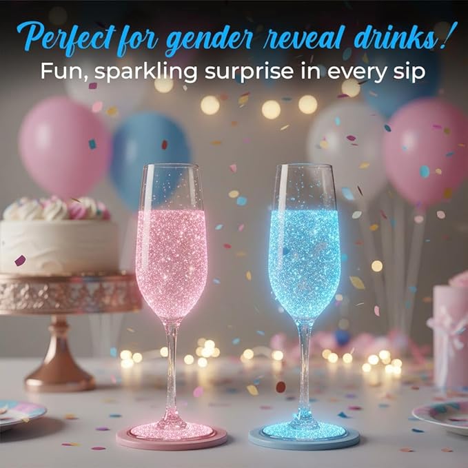 Sweets & Treats Boutique Gender Reveal Decorations Edible Glitter for Drinks, Magical Ideas, Surprise Boy or Girl Sprinkles as Drink Brew Glitter, Baby - Blue