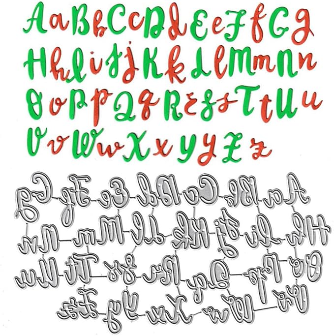 26 Uppercase Letters Cutting Dies, 26 Lowercase Alphabet Die Cuts Metal Embossing Stencils Template Mould for Card Scrapbooking and DIY Craft Album Paper Card Decor