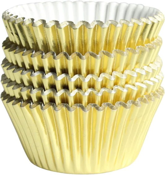 Gold-Foil Cupcake-Liners Paper-Baking-Cupcake,for Birthday Parties, Weddings,Standard Sized(pack of 100） …