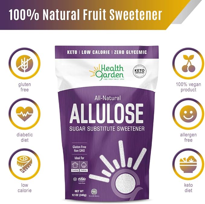 Health Garden Allulose Sweetener - Gluten and Sugar Free - Zero Net Carb - Non GMO - Kosher - Keto Friendly (4.75 LB)