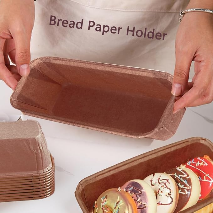 50Pcs Paper Loaf Pans for Baking, Parchment Cupcake Liners KraftPaper Loaf Pan, Disposable-Paper Baking Loft Mold for Microwave Freezer Oven Safe Display,Wedding Birthday