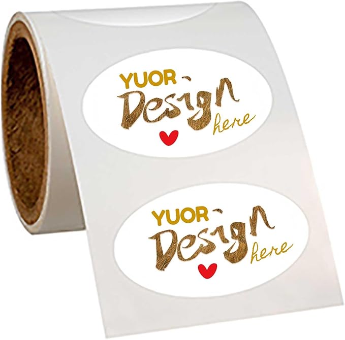 Custom Sticker Rolls Labels Personalized Any Logo, Picture, Text Customized Name Labels 100-500pcs Waterproof (Oval)
