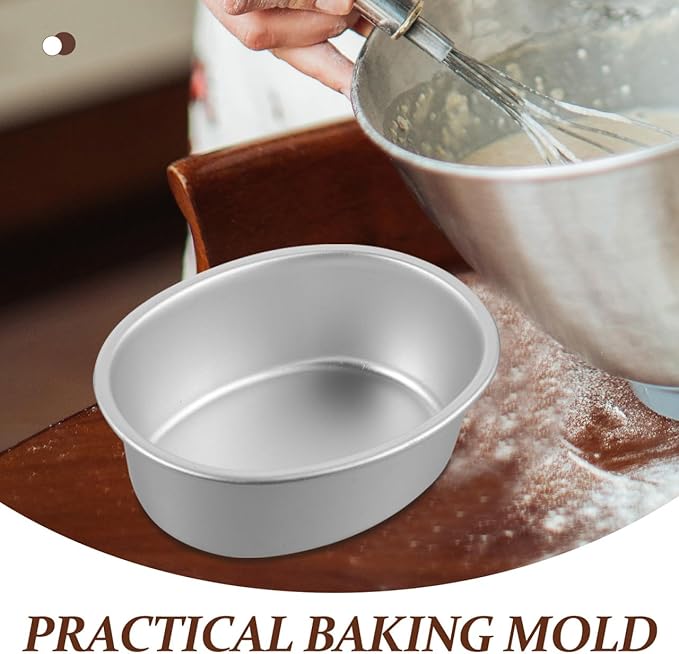 PRETYZOOM 4 Inch Mini Baking Pan: 4pcs Oval Cheesecake Mold - Nonstick Aluminum Alloy Cake Pan, Reusable Flan Baking Tin for Baby Shower, Wedding, Daily