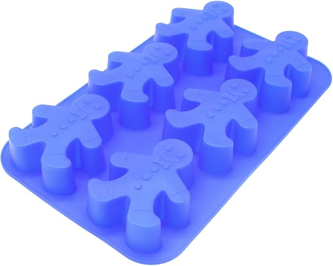 X-Haibei Gingerbread Man Silicone Mold - 6-Cavity Christmas Mold for Soap, Cookies, Chocolate & Bath Bombs (2.5oz per Cavity)