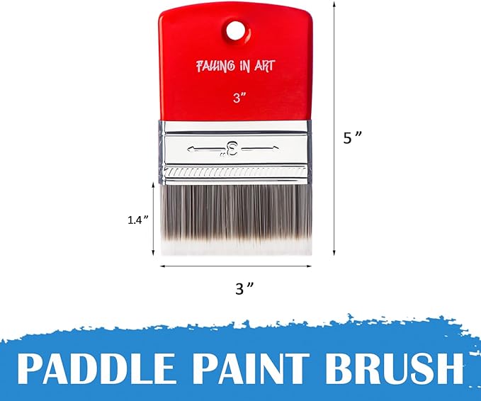 Falling in Art Flat Paddle Paint Brush, Scale Brush for Oil and Acrylic Paints,3 Inch