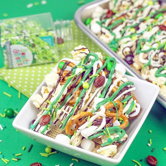 Football Sprinkles for Cake, Cookie, Cupcake Decorating, and Baking - Fancy Edible Cake Sprinkles and Toppings in Lime Green Jimmies, White Sugar Crystal, Brown Football Quin Sprinkles