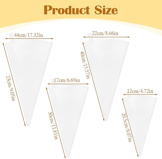 4PCS Reusable Piping Bag,White Cotton Pastry Bags Reusable, Hanging Big Pipings Bags, Used to Decorate Various Cake Cookies, Cream Puff, Ice Cream, Donut Filling, 4 Size