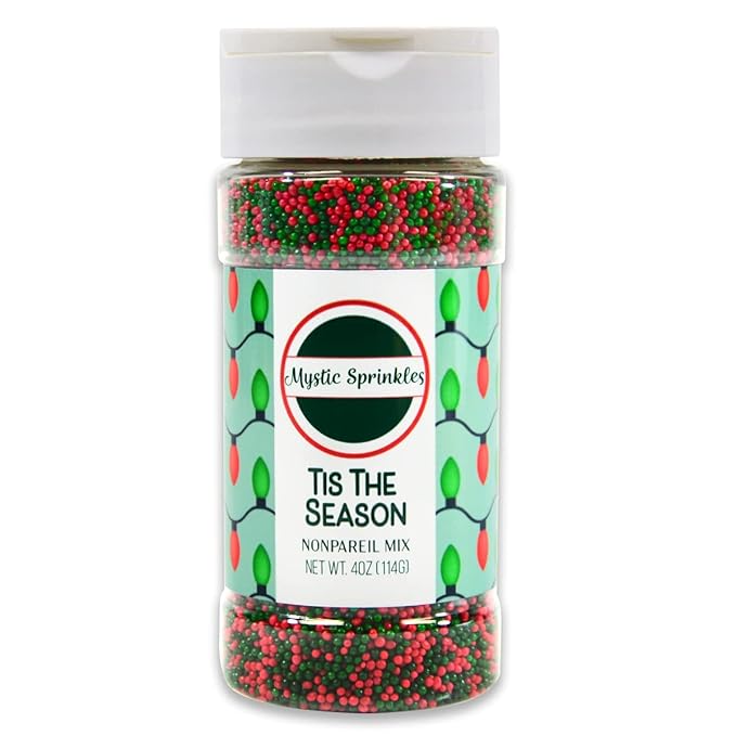 Mystic Sprinkles Christmas Holiday Sprinkle Mixes (Tis The Season Nonpareil Mix 4oz)