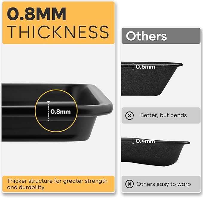 Half Sheet Pan 17.5” x 13”, Cookie Sheets for Baking 0.8mm Thick Non Stick Baking Sheets for Oven Heavy Duty Baking Trays