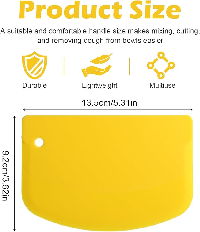 5 Pack Dough Scraper, Hard Bench Scraper, Flexible Plastic Scrapers, Multi-Purpose Kitchen Bench Scrapers, Kitchen Pastry Cutter Tool for Bread Dough Pastry Pizza Baking Cake (Multicolor)
