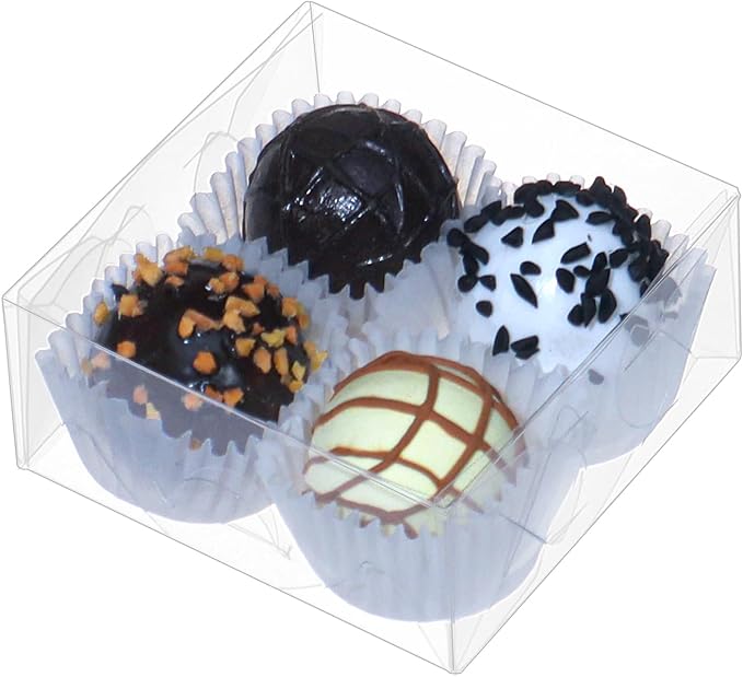 25 PCS Clear Chocolate Truffle Boxes (3¼"X3¼X1½ inches, Holds 4)
