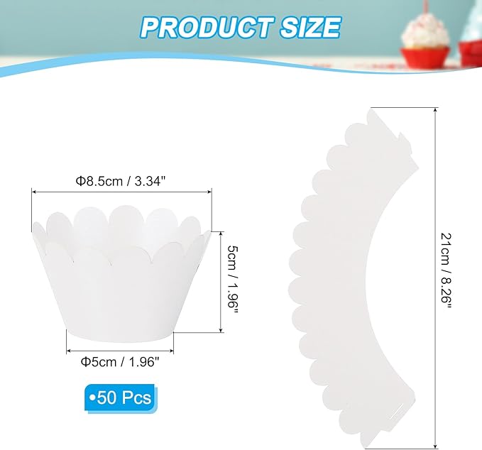 PATIKIL Cupcake Wrappers Paper, 50 Pack Baking Cups Standard Wave Decoration for Anniversary Birthday Weddings and Parties, Beige