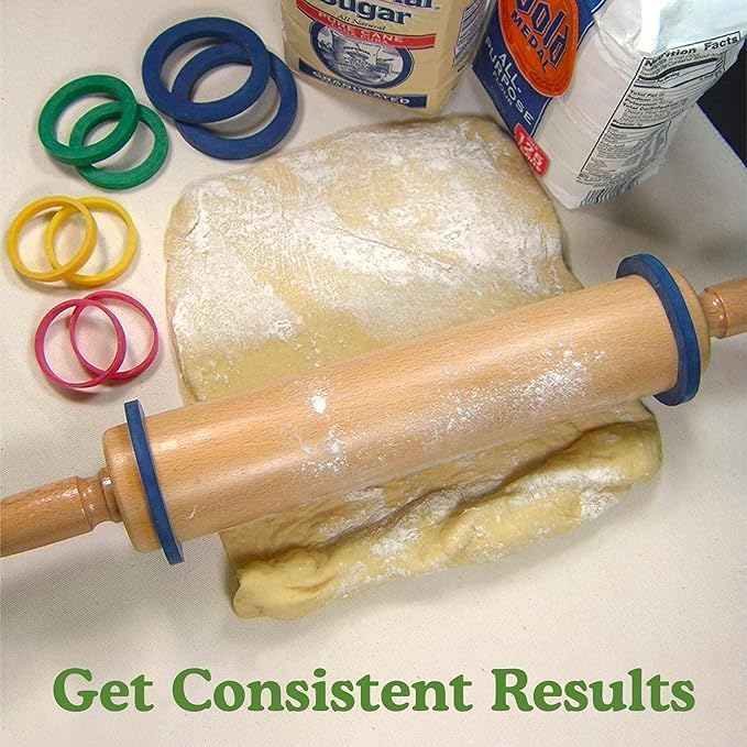 Regency Wraps Evendough Bands, Rolling Pin Rings for Rolling Dough to Precise Thickness for Pizza, Pies, Pastries, Pasta, Set of 4 sizes, Pack of 1