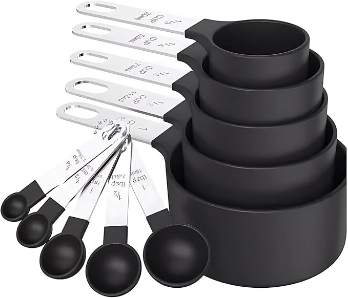 Measuring Spoons and Cups Set, Stackable Stainless Steel Kitchen Gadgets for Baking and Cooking