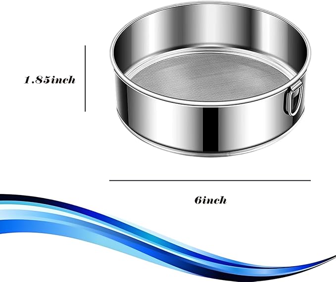 60 Mesh Stainless Steel Flour Sieve, Circular Filter Screen, Used For Baking Cakes And Pastries, Diameter 6 Inches