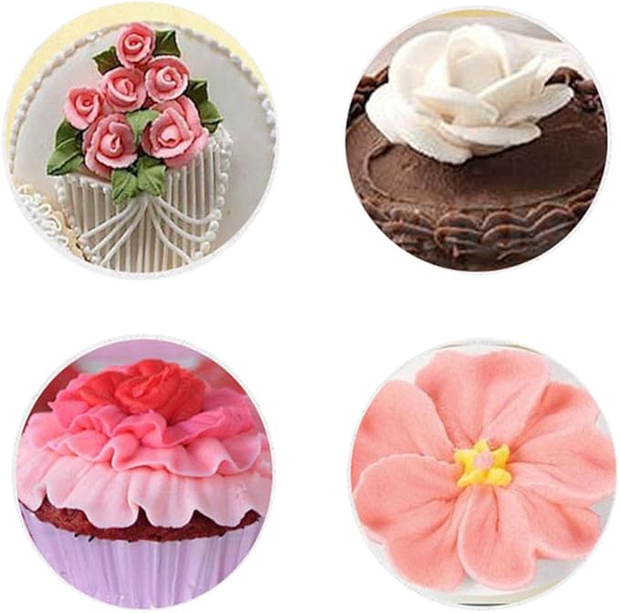 FantasyDay 5 piece Stainless Steel Rose Flower Piping Tips Piping Nozzles Cake Decorating Supplies Cookies Cupcake Icing Decorating Supplies Decorating Kits Frosting Icing Tips Baking Set Tools #4