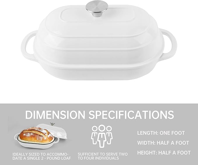 Premium Enameled Cast Iron Dutch Oven for Bread Baking | Non-Stick 5QT Oval Bread Oven with Lid | Perfect for Sourdough, Loaf, and Artisan Baking (Beige, 5 QT)