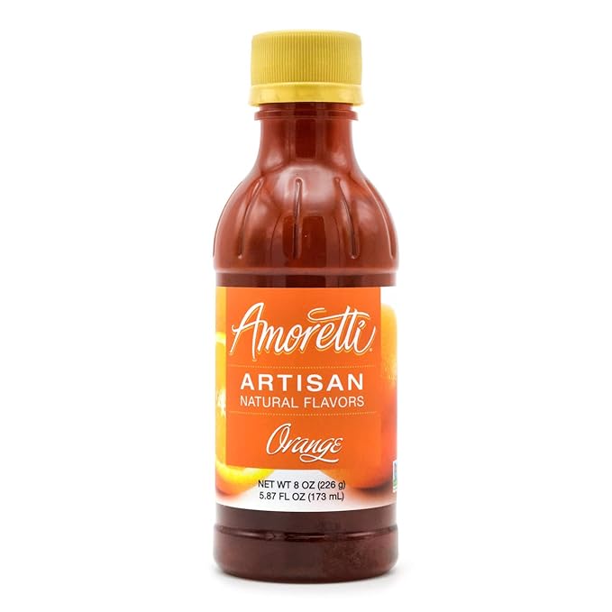 Amoretti - Natural Orange Artisan Flavor Paste, 8 oz, Perfect For Ice Cream, Beverages, Cakes, and more, Preservative Free, Vegan, Gluten Free, No Artificial Sweeteners, Highly Concentrated