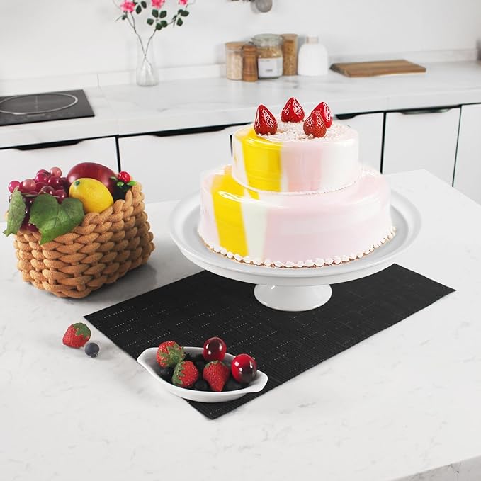 Porcelain Cake Stand, 13.7 Inch Round Dessert Stand, Cupcake Stand - Wedding and Birthday Decorative Cake Pedestal Stand - Dessert Display for Parties, Restaurants, Birthdays