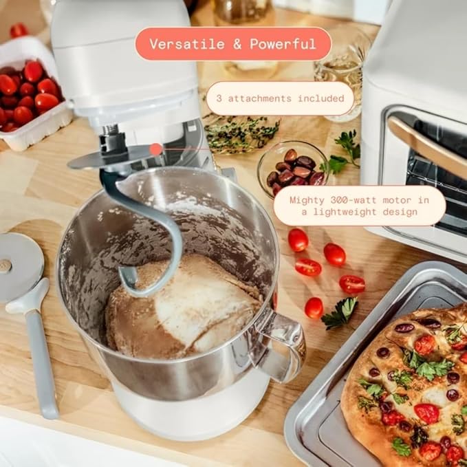 Beautiful 5.3QT 300W Stand Mixer with 12 Speeds, Tilt-Head, Splash Guard & Dishwasher-Safe Accessories, Soft Matte Finish – Mixes Up to 9 Dozen Cookies (Wildflower White Icing)