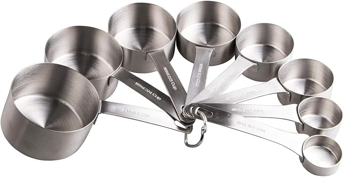Smithcraft Measuring Cups set, 18/8 (304) Stainless Steel Measuring Cups for Kitchen & Baking, Heavy Duty Solid Measurement Cups, Us & Metric Measure Tools with 1/16, 1/8, 2/3 &3/4 Cups