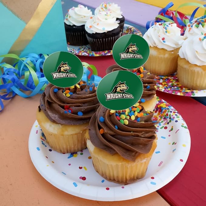 Wright State Primary Logo Cupcake Picks Toppers Decoration Set of 6