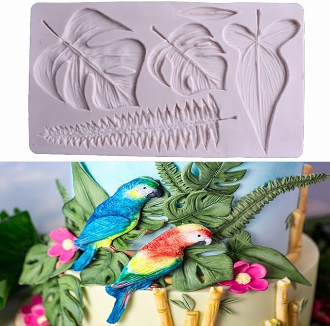Leaf Silicone Mold Rose Flower Fondant Molds DIY Cake Decorating Tools Sugarcraft Candy Resin Clay Chocolate Gumpaste Moulds (2011.20.8CM)