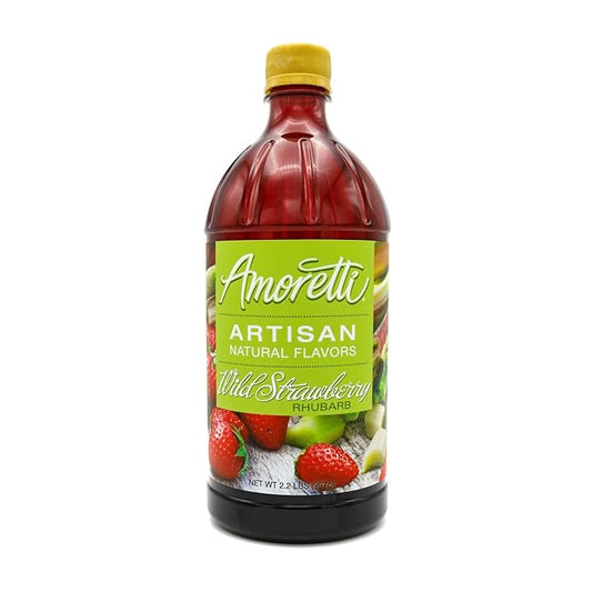 Amoretti - Natural Wild Strawberry Rhubarb Artisan Flavor Paste, 2.2 lbs, Perfect For Ice Cream, Beverages, Cakes, and more, Preservative Free, Vegan, Gluten Free, No Artificial Sweeteners
