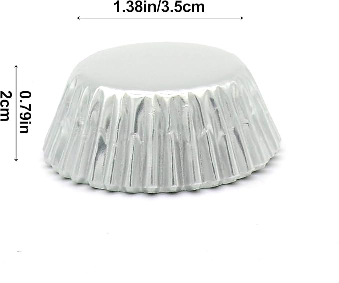 Mini Silver Foil Cupcake Liners Muffin Baking Cups for Party and More, 300-Count