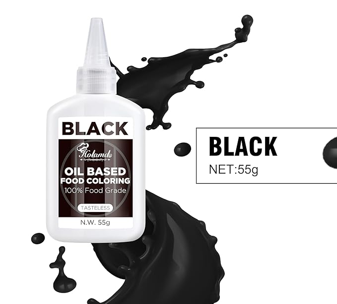Oil Based Food Coloring Set, Black Oil Based Food Coloring for Chocolate, Food Grade Food Color Dye for Candy Melts, Baking, Icing, Frosting and Cake Decorating, Flavorless Vibrant - 55g/Bottle