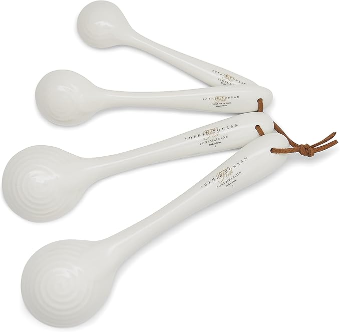 Portmeirion Sophie Conran Measuring Spoons, Set of 4 - Fine Porcelain Nesting Utensils with Hand-Thrown Look for Kitchen Prep, Baking & Serving Tools, Durable Design & Dishwasher Safe