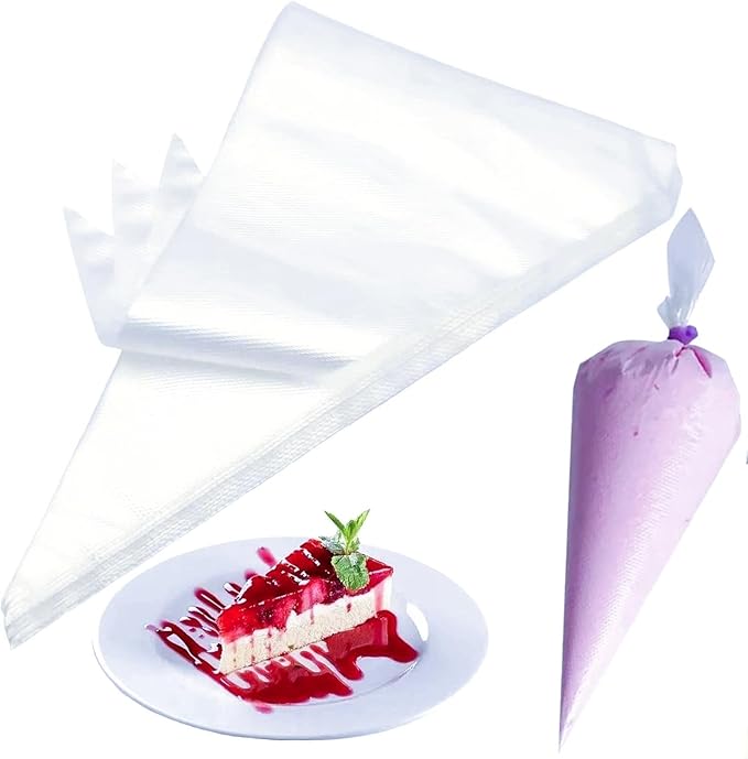 Large Piping Bags Disposable, 200 Pack 21 Inch Royal Icing Piping Bags, Thickened Clear Icing Piping Bags, Sac à pâtisserie jetable for Dessert, Cupcake, Pastry, Cake Decorating Supplies, XL