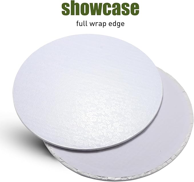12 Pack White Cake Boards 10 Inch Round Cake Drum Base 1/4 Inch Thick Sturdy Cardboard Circle Plate Bases Para Pastel for Wedding