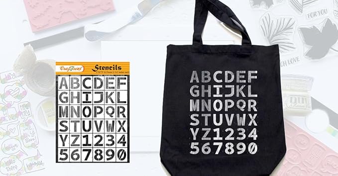 CrafTreat Reusable Stencil - Interlocking Alphabet Letters 36 pcs - 3x3 Inch for Painting on Wood, Wall, Tile, Canvas, Paper, Fabric, Floor and DIY