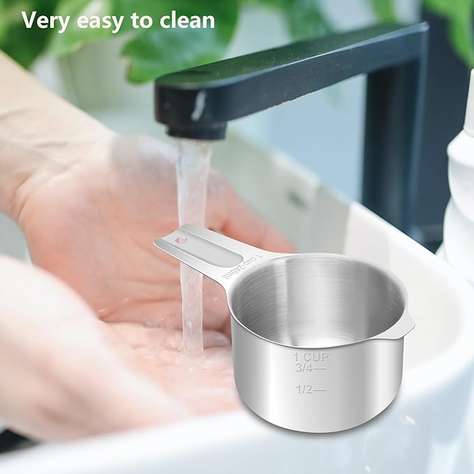 2/3 Cup (160 ml | 5.3 oz | 160 cc) Stainless Steel Measuring Cup, Metal Measuring Cup for Cooking & Baking