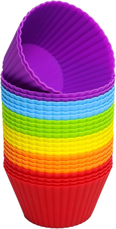 Extra Large Silicone Cupcake Muffin Cups 24 Pack, 3.54 Inch Cupcake and Muffin Liners, Reusable Jumbo Silicone Baking Cups for Cupcakes, Muffin(Multicolor)