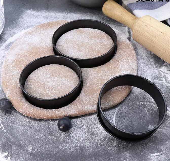 HLMOptimo English Muffin Rings, Stainless Steel Crumpet Rings, 4 Pcs Nonstick Metal Round Ring Molds with Silicone Oil Brush (4 inch)