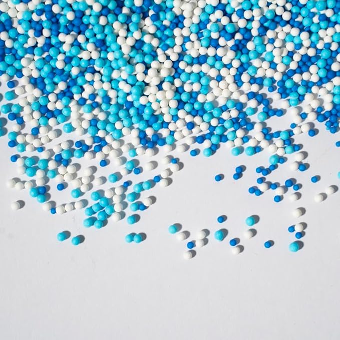 Sprinkles,Blue Edible Pearl Sprinkles for Cake Decorations, Baking, Ice Cream, Cookies, Cupcake Topper Edible Pearls Sprinkles - 2mm Matte White Sugar Pearls for Cake Decorating 130g/4.6oz 1 Bottle (2mm blue light blue)
