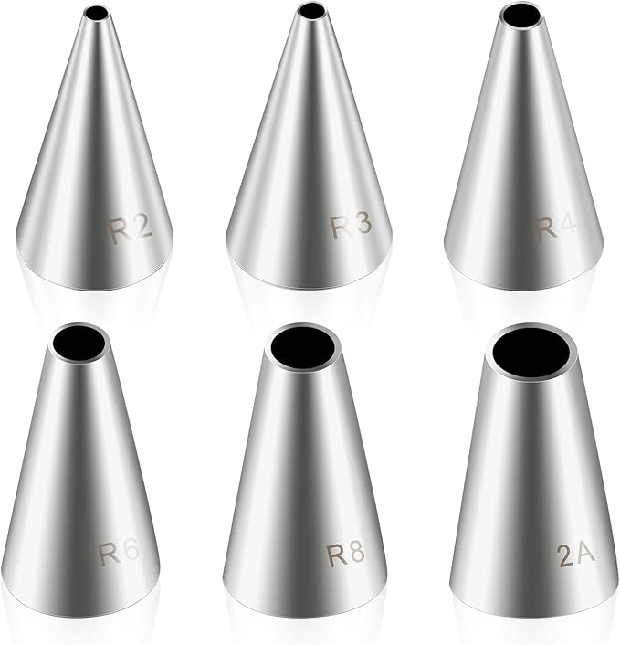 6pcs Cake Piping Tips, Cake Decorating Supplies Piping Tips, Piping Nozzles Decorating Tips, Baking Tools For Buttercream, Icing, Birthday Cake, Cupcake, DIY Art(2mm,3mm,4mm,6mm,8mm)