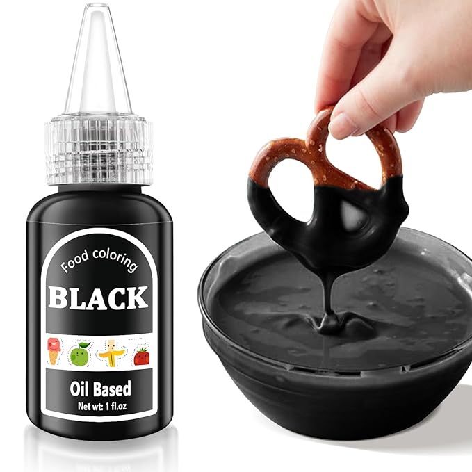 Black Oil Based Food Coloring for Chocolates Melts - 30ML Tasteless Liquid Edible Oils Food Dye Candy Cookies Decorating,Vivid Oil Food Color Baking Frosting Cake Decorations,Soap,Cosmetics