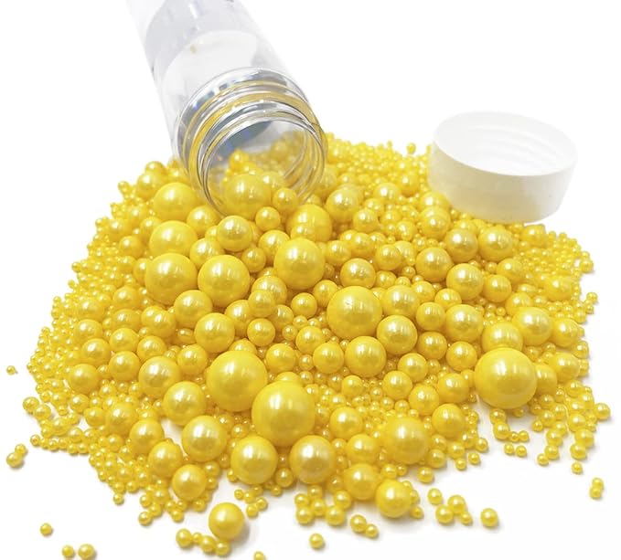 Sprinkles Edible Pearl Sugar Candy Cupcake Cake Topper 120g/ 4.2oz, Decorative Glitter Sprinkle Mix for Baking, Cake and Cookie Decorating (Yellow)