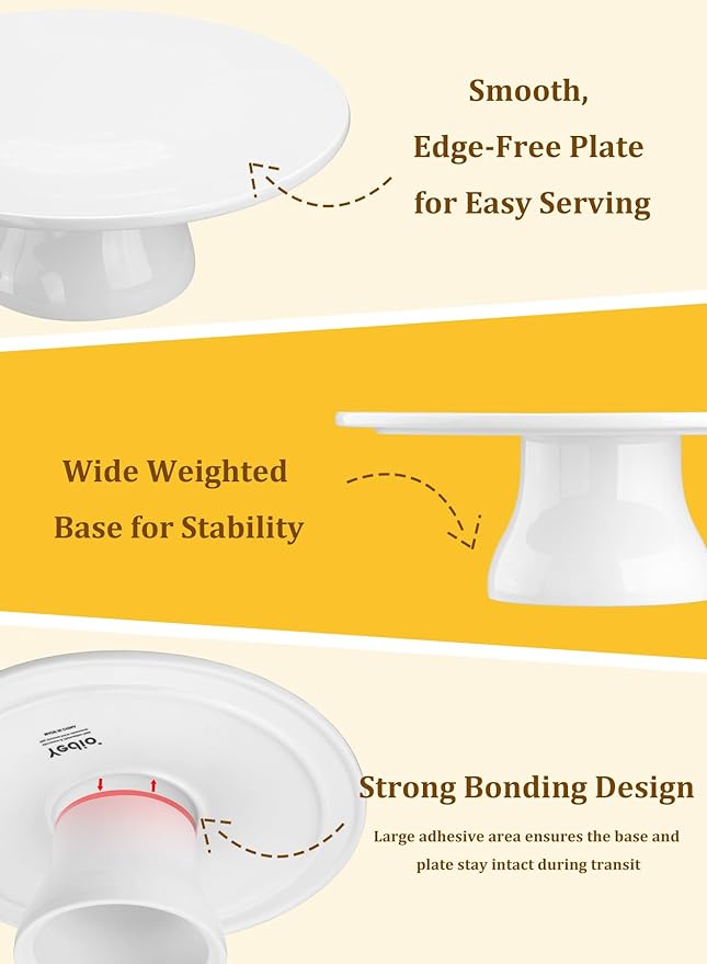Yedio 10 inch Porcelain Cake Stand, Round Dessert Stand, Cupcake Stand for Birthday Parties, Weddings, Baby Shower and Other Events, White