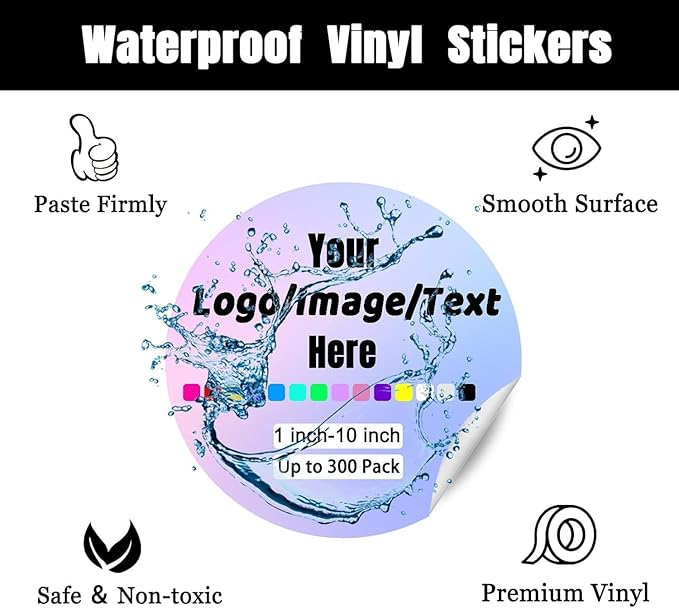 Custom Stickers for Weddings, Birthdays & Businesses - Personalized Labels with Your Logo - Waterproof, Fade and Heat Resistant - Pack of 100-1000 (Wreath V, 3.5 Inch)