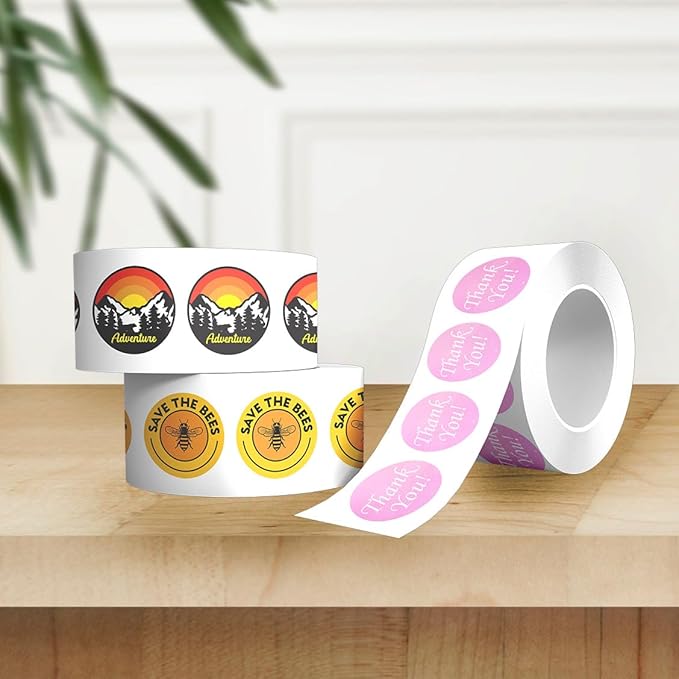 Custom Stickers Label Rolls, Build Your Own Stickers/Labels Any Design Premium Gloss BOPP Sticker, Personalized for Business Logo, Printed Sticker Labels 50+