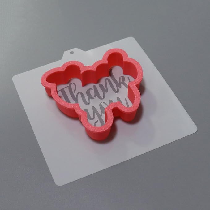 Cookie Cutter and Stencil Set Bundle Kit PYO Cookies Paint Your Own Diy Bakery Fondant Sugar Happy Birthday Wedding Baby Candle Kids Painting Coloring Pages Comb (Thank you)
