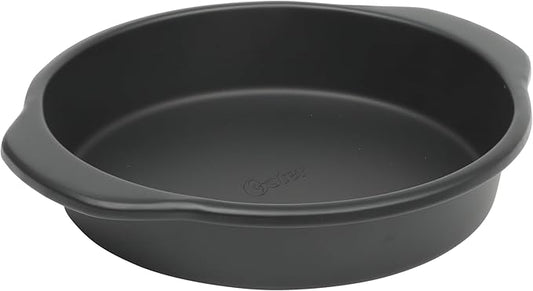 Oster Teston 9-Inch Round Cake Pan, Nonstick Carbon Steel Bakeware, Matte Black, PFAS-Free, Oven-Safe, Easy Release Baking Pan