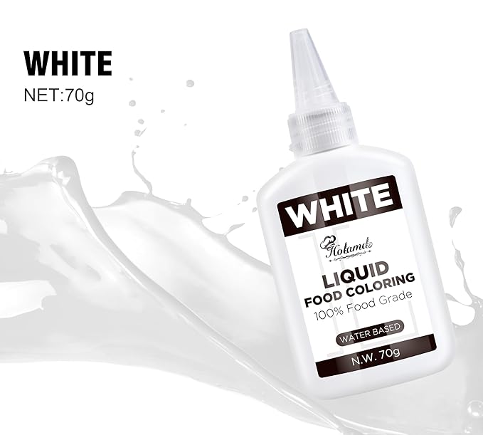 Food Coloring Liquid White, 70g x 3 Food Grade Vibrant Food Dye, Concentrated Liquid Food Coloring Kit Set for Baking, Cake Decorating, Fondant, Easter Egg, Icing and DIY Supplies Kit, Tasteless