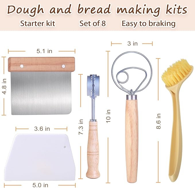 Banneton Bread Proofing Basket Set, 10 Inch Oval, Sourdough Bread Baking Supplies, Bread Making Starter Kit, Proofing Baskets for Baking, Perfect Baker's Gift Set