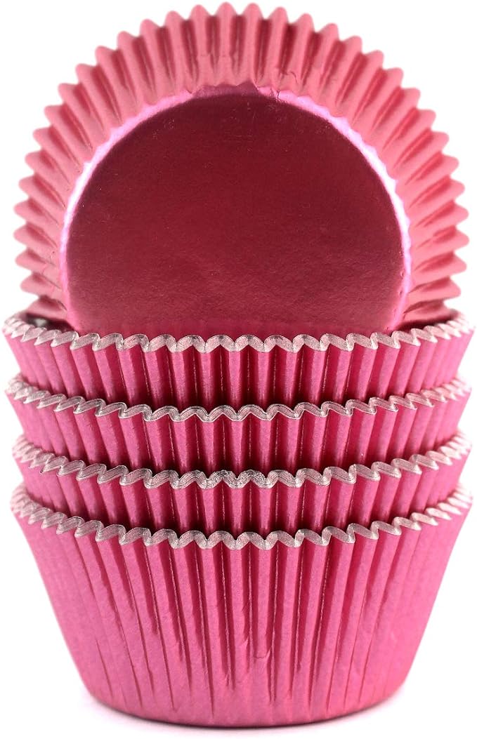 Eoonfirst Foil Cupcake Liners Baking Cups 100 Pcs (Pink)